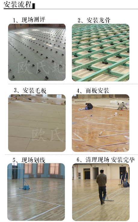 歐氏體育木地板施工流程圖 歐氏體育木地板施工流程圖